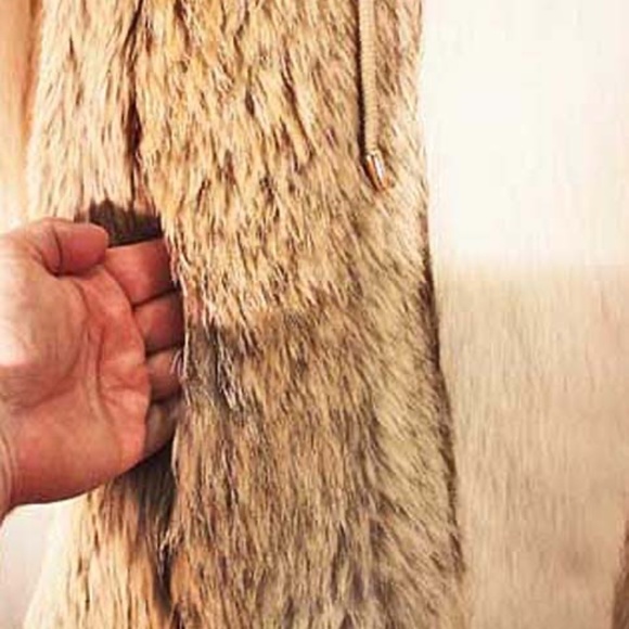 JACKET, COYOTE FUR, WHITE FOX SLEEVES, MISSES MEDIUM, FUR COLLAR & HOOD, BROWN/ - Picture 7 of 7